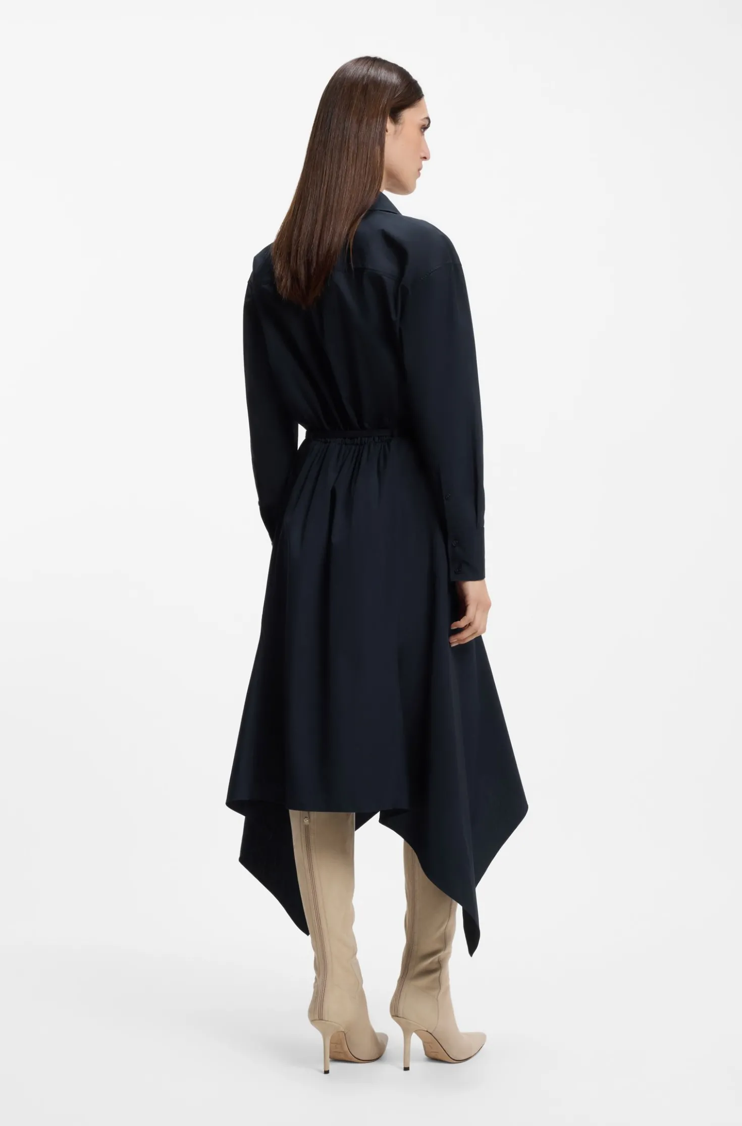 Hemdblusenkleid aus Baumwoll-Popeline mit Gürtel