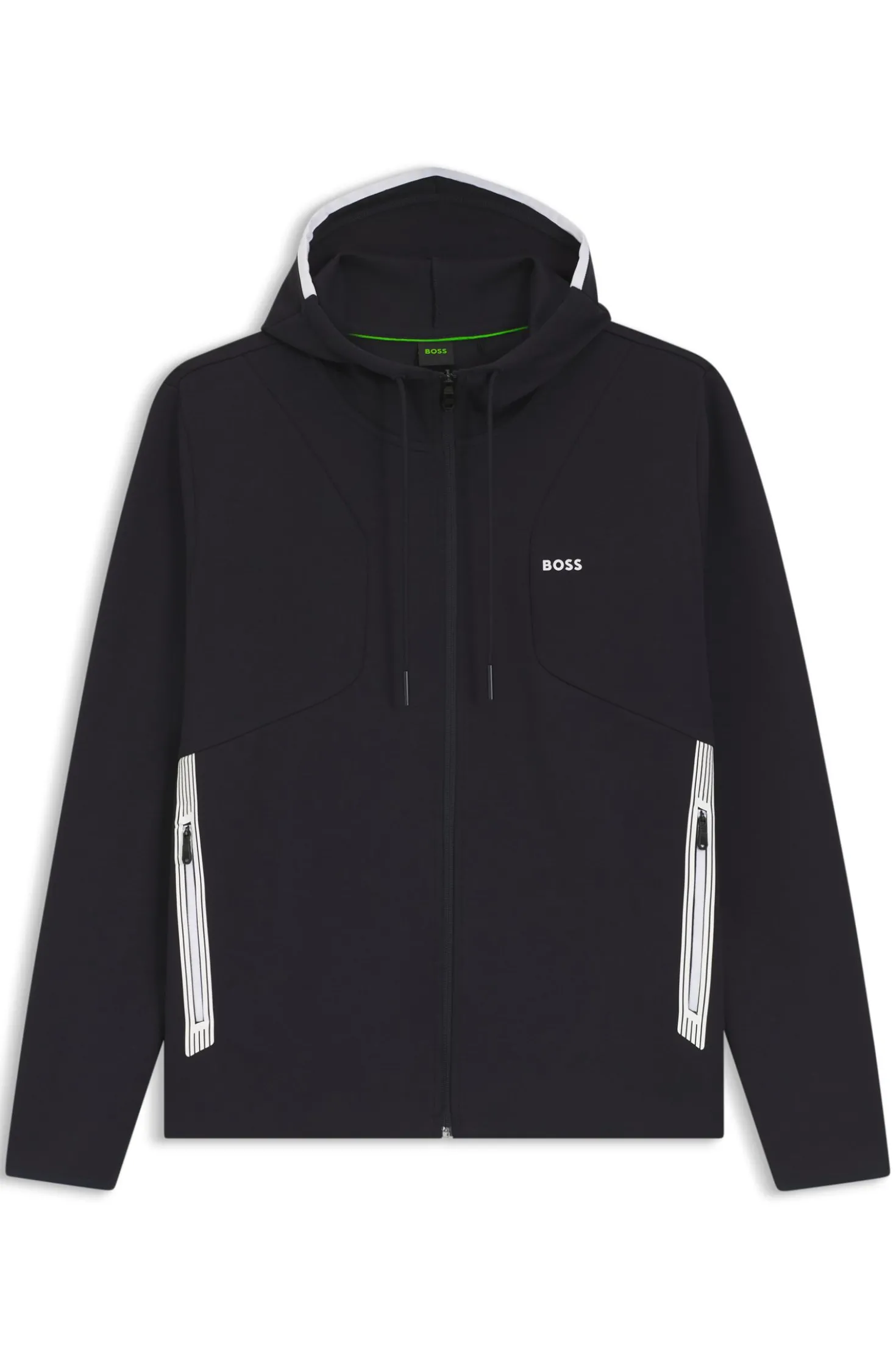 Hoodie aus Baumwoll-Mix mit Reißverschluss und Kontrast-Details