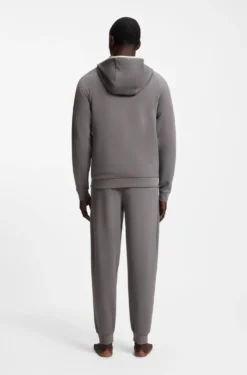 Hoodie aus Baumwoll-Mix mit Reißverschluss und Kontrast-Einfassung