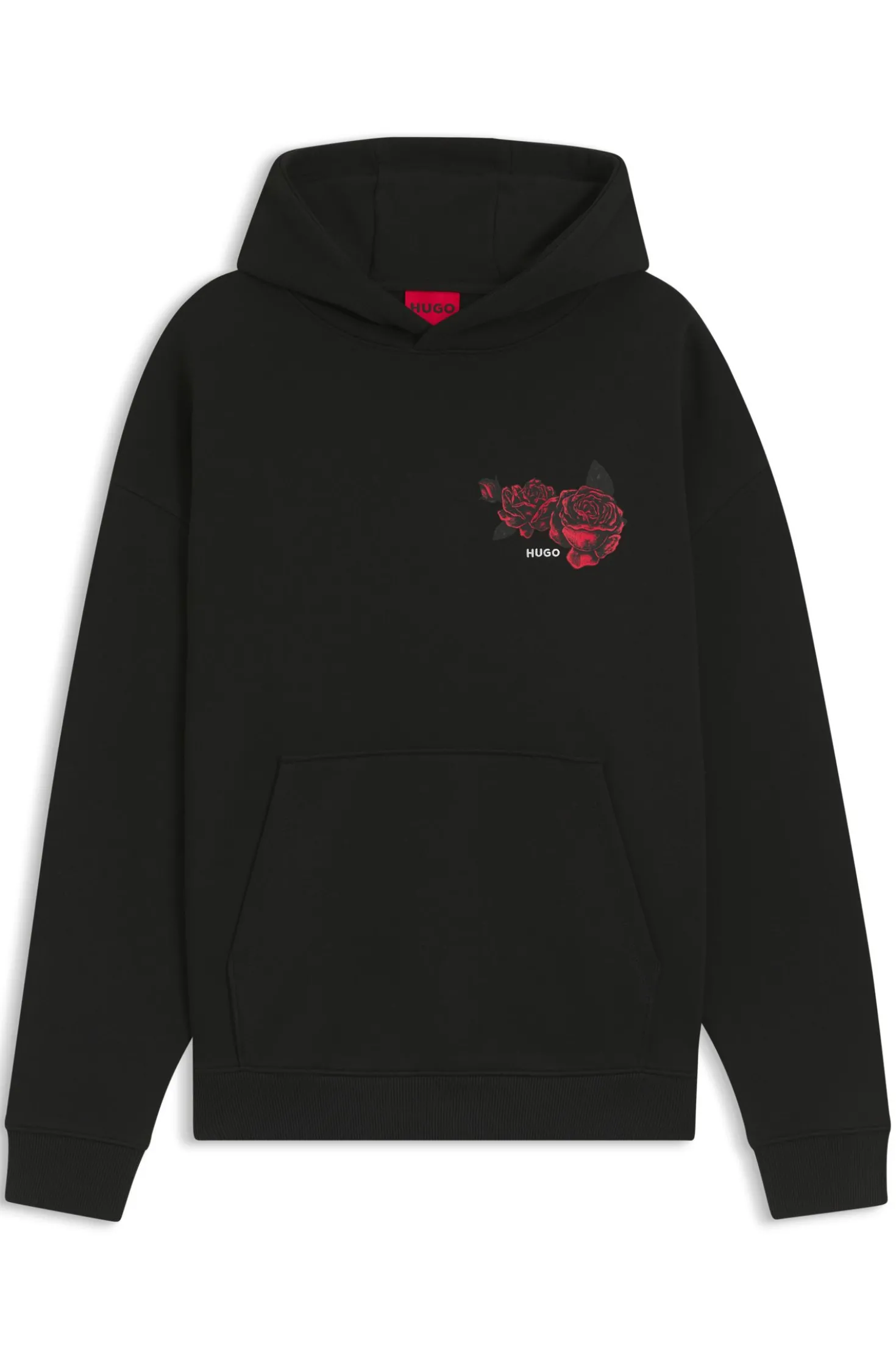 Hoodie aus Baumwoll-Terry mit Rosen-Artwork