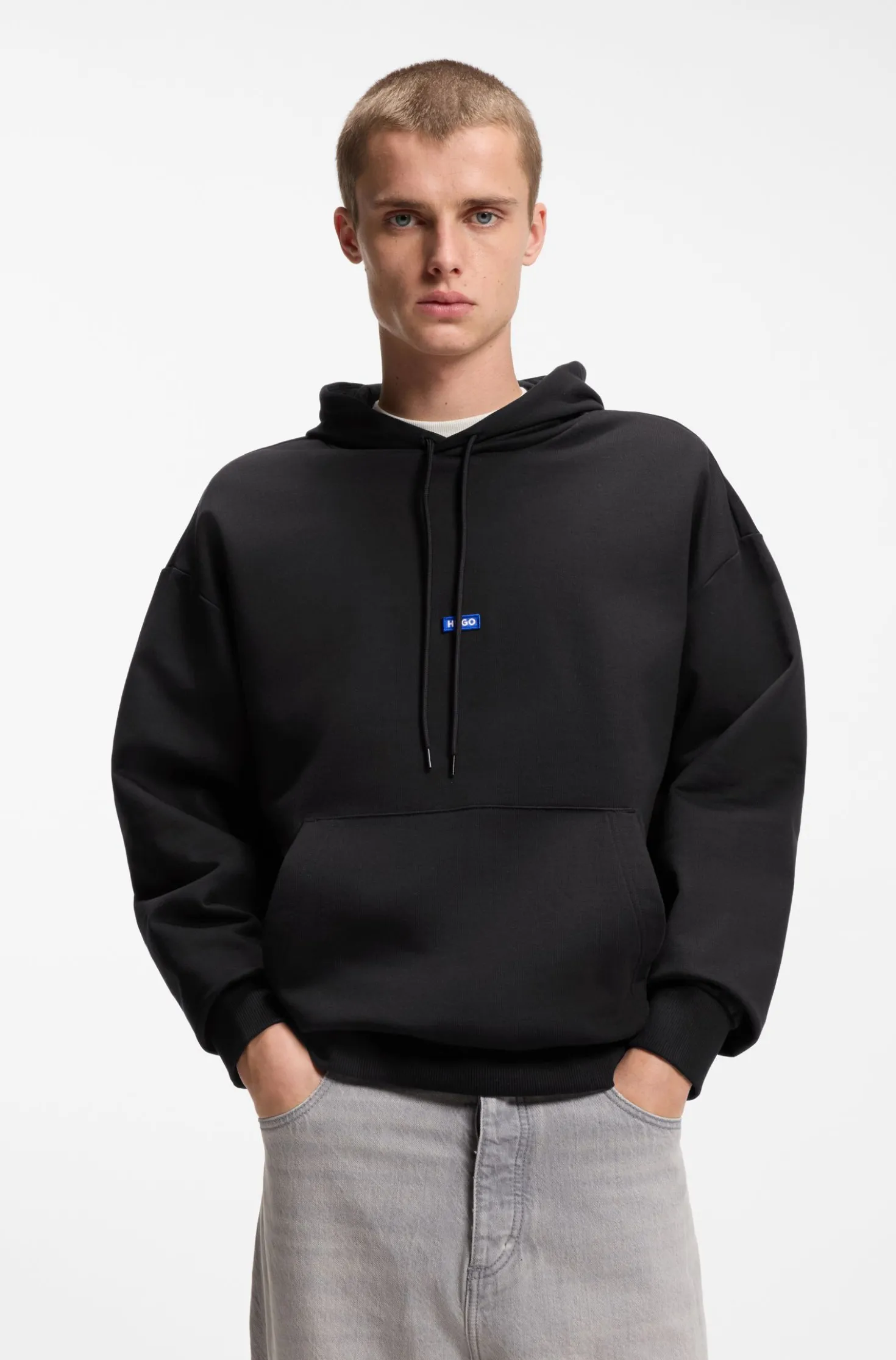 Hoodie aus Baumwoll-Terry mit Logo-Badge