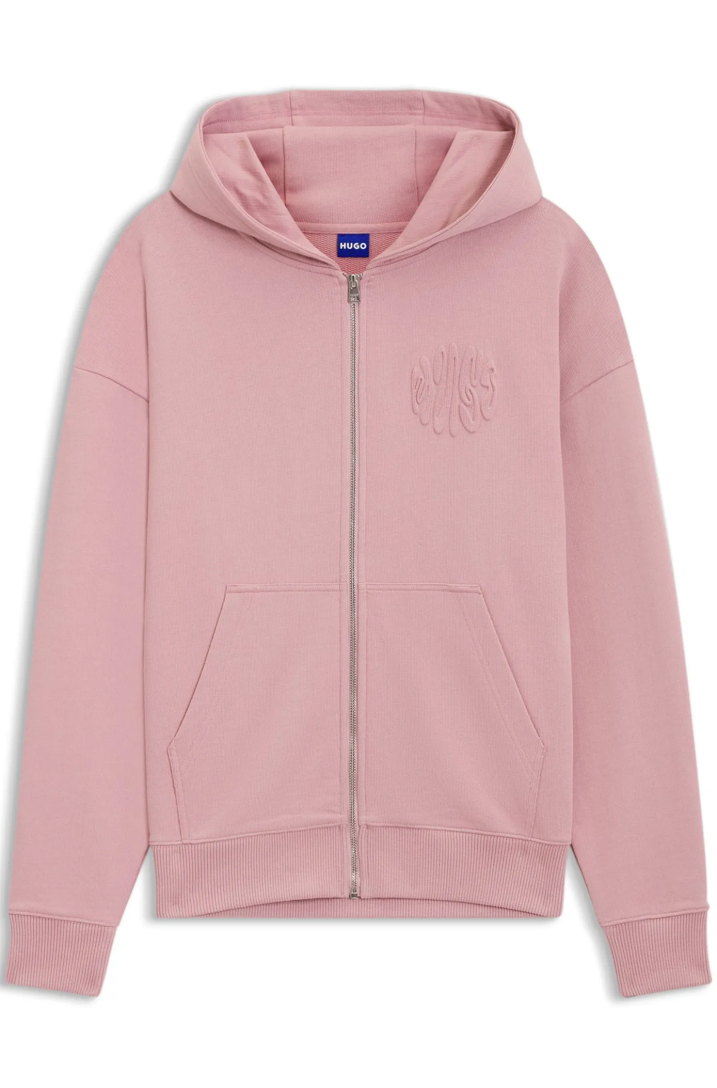 Hoodie aus Baumwoll-Terry mit Reißverschluss und Logo-Prägungen