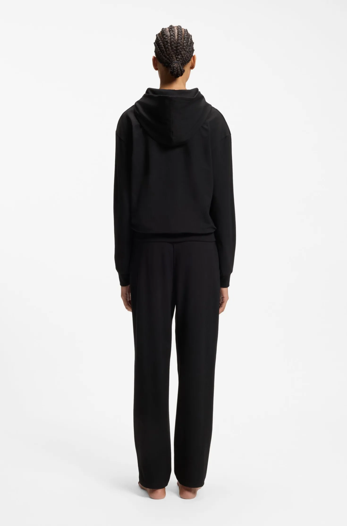 Hoodie aus Stretch-Jersey mit rotem Logo-Label