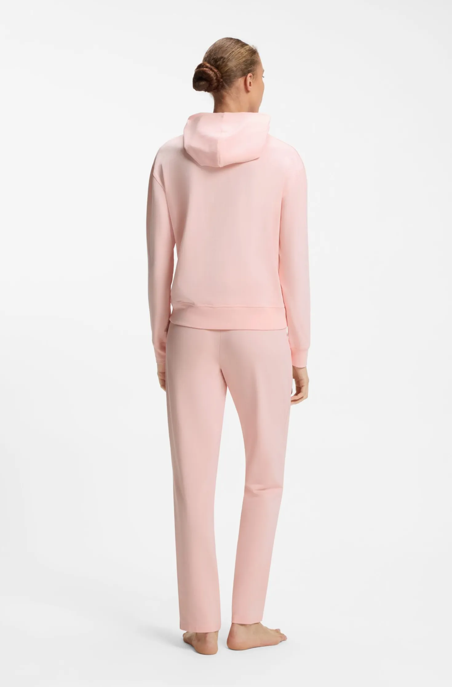 Hoodie aus Stretch-Jersey mit rotem Logo-Label