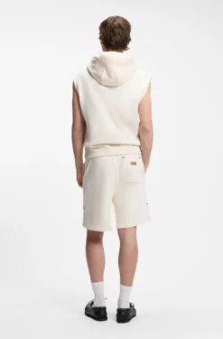 Hoodie ohne Ärmel aus Baumwoll-Terry mit Logo-Aufnäher