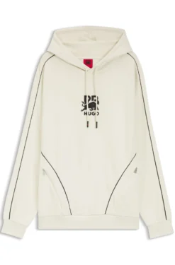 HUGO x RB Hoodie aus Stretch-Baumwolle mit Stier-Motiv