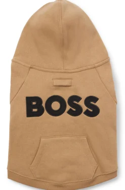 Hunde-Hoodie aus Baumwoll-Mix mit Kontrast-Logo