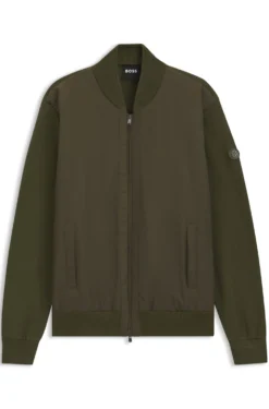 Hybrid-Jacke aus Baumwoll-Strick mit Bomberkragen