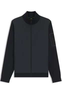 Hybrid-Jacke mit Strickärmeln und Strick hinten
