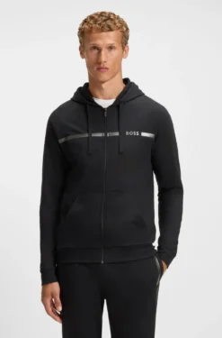 Jacke aus Baumwoll-Terry mit Logo und Streifen