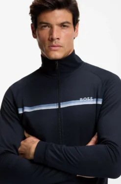 Jacke aus Baumwoll-Terry mit Streifen und Logo