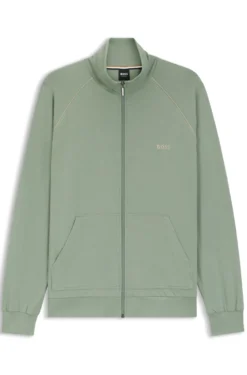 Jacke aus Stretch-Baumwolle mit Reißverschluss und Kontrast-Paspeln