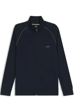 Jacke aus Stretch-Baumwolle mit Reißverschluss und Logo-Stickerei