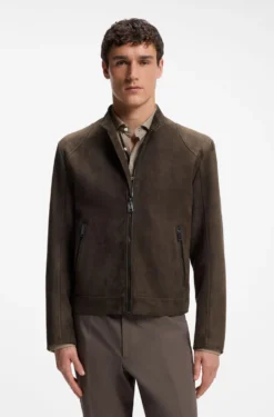 Jacke aus Veloursleder mit Reißverschlüssen an den Manschetten