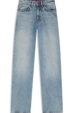 Jeans aus blauem Baumwoll-Denim mit weitem Beinverlauf