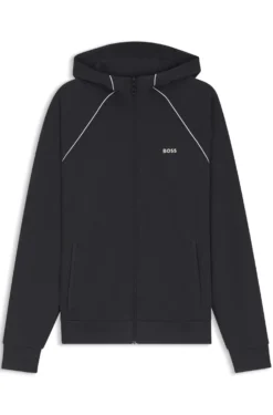 Kapuzenjacke aus Baumwoll-Mix mit Paspeln