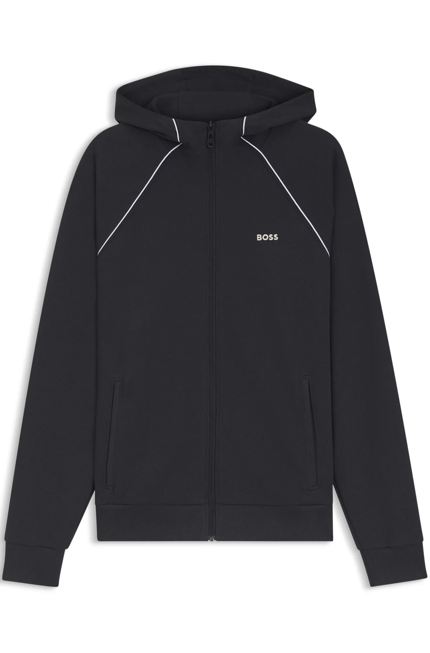 Kapuzenjacke aus Baumwoll-Mix mit Paspeln