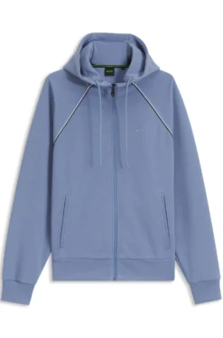 Kapuzenjacke aus Baumwoll-Mix mit Paspeln