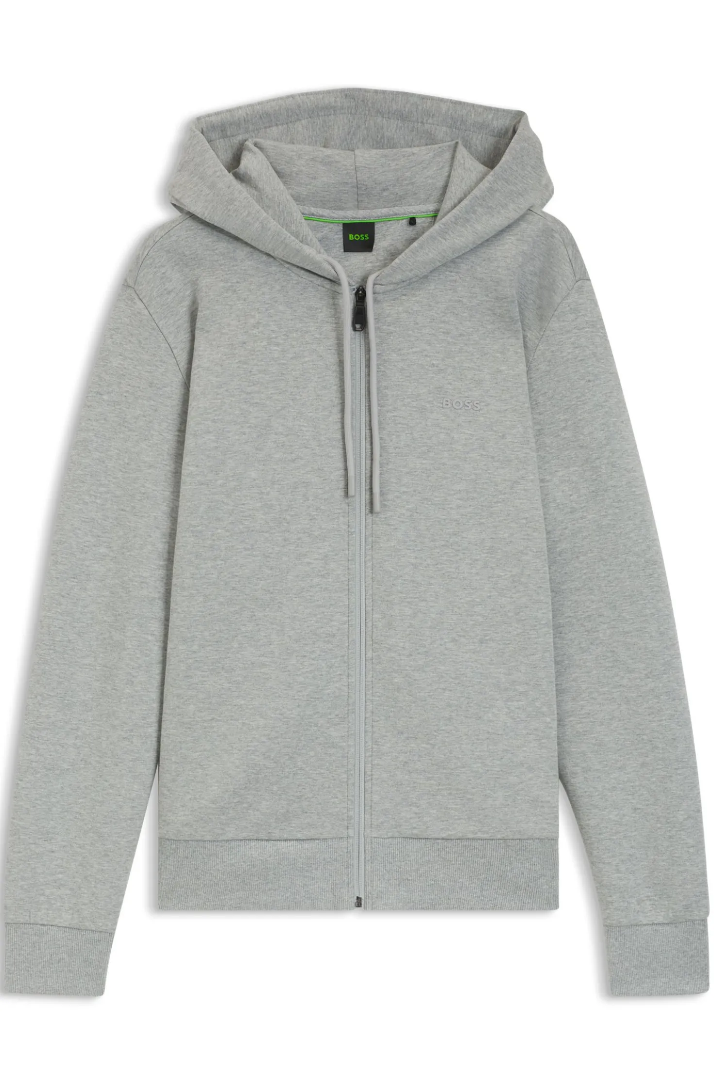 Kapuzenjacke aus Stretch-Baumwolle mit Reißverschluss und Logo-Detail