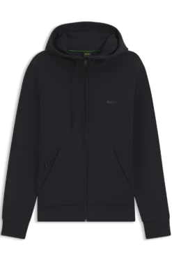 Kapuzenjacke aus Stretch-Baumwolle mit Reißverschluss und Logo-Print