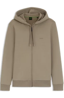 Kapuzenjacke aus Stretch-Baumwolle mit Reißverschluss und Logo-Detail