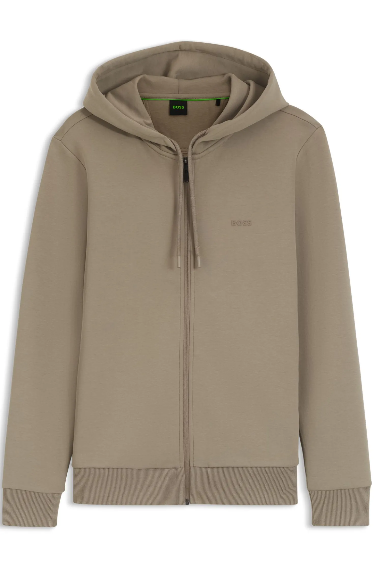Kapuzenjacke aus Stretch-Baumwolle mit Reißverschluss und Logo-Detail