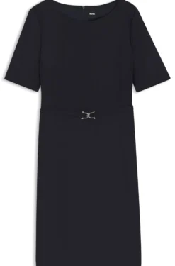 Kleid aus Schurwolle mit Metall-Detail am Gürtel