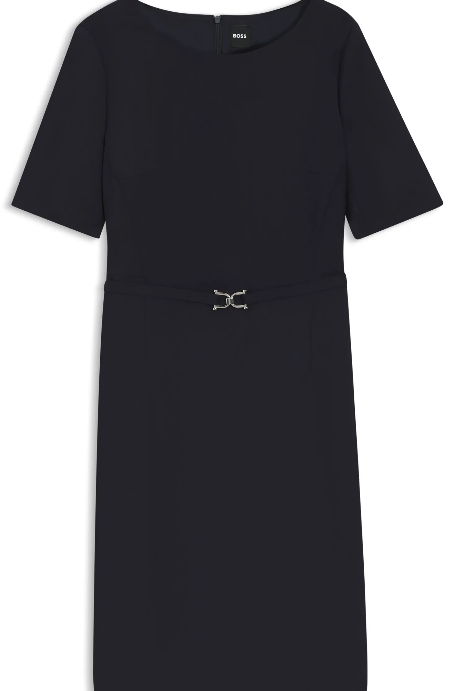 Kleid aus Schurwolle mit Metall-Detail am Gürtel