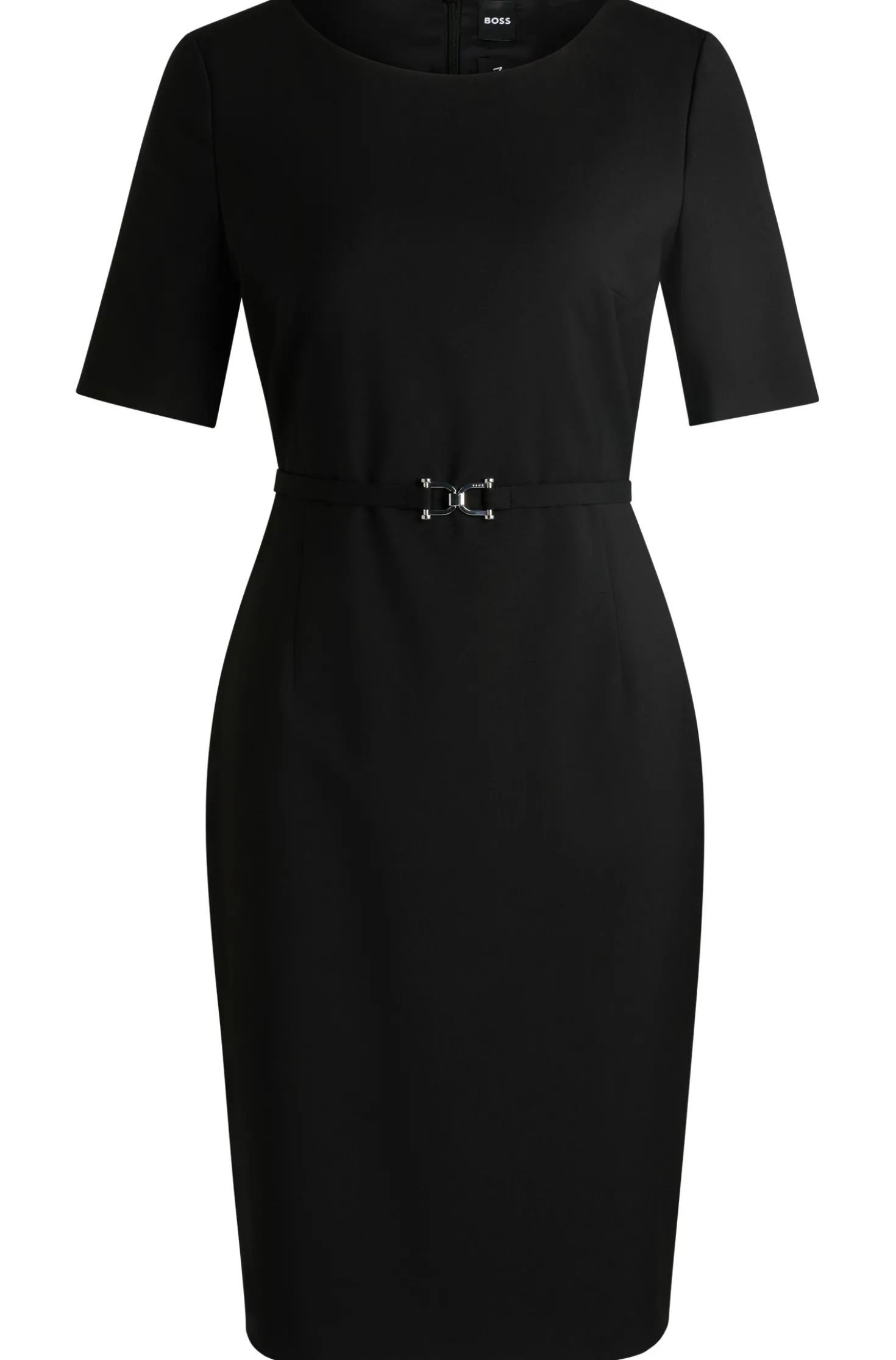 Kleid aus Schurwolle mit Metall-Detail am Gürtel
