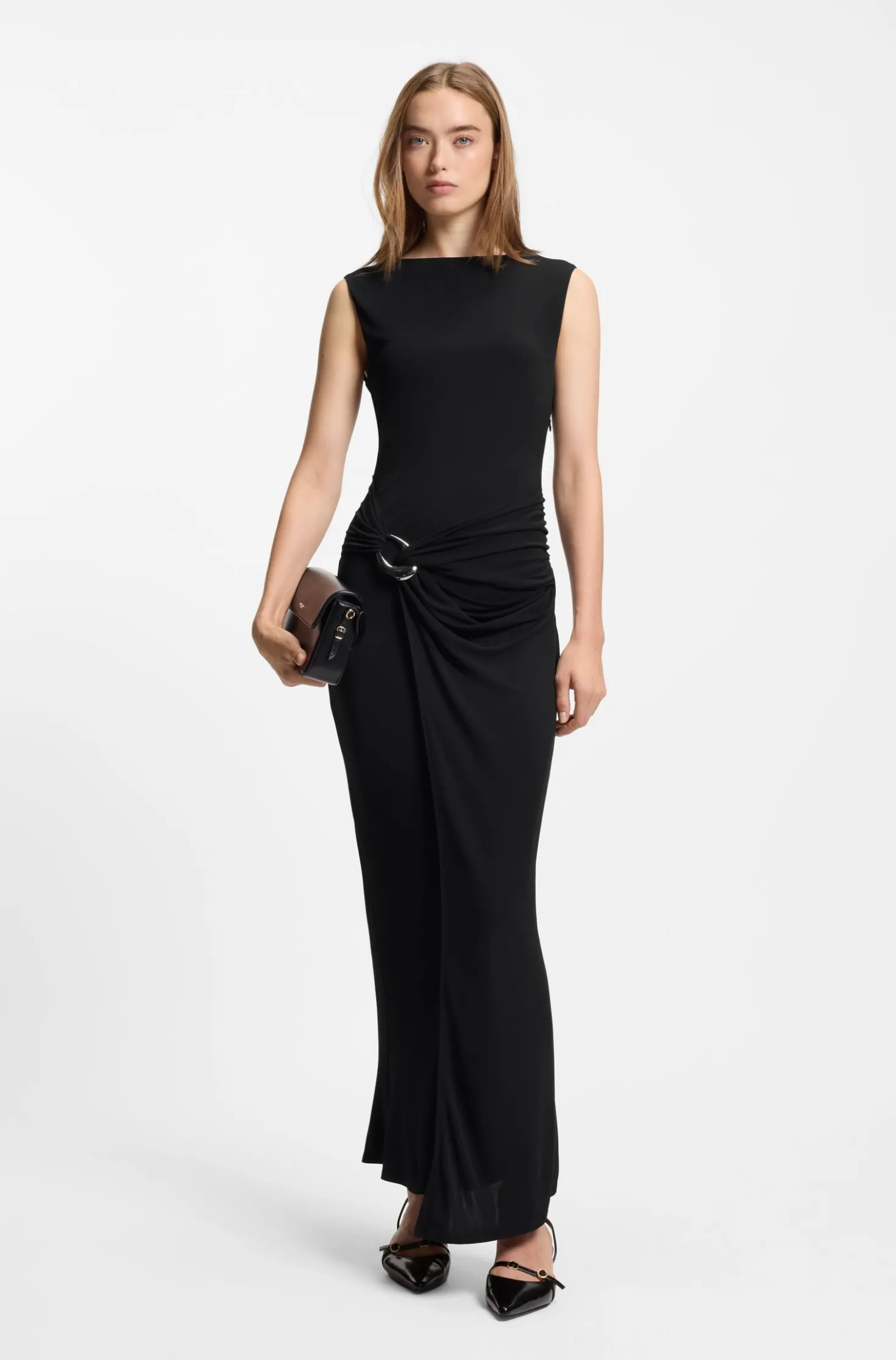 Kleid in Wickel-Optik mit Schließe