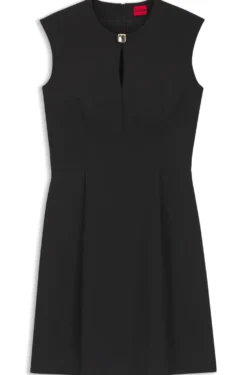 Kleid mit Cap-Ärmeln und Schlüsselloch-Ausschnitt mit Hardware-Besatz