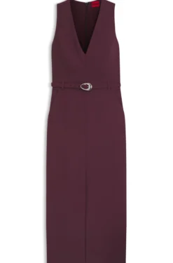Kleid mit V-Ausschnitt und Schließe