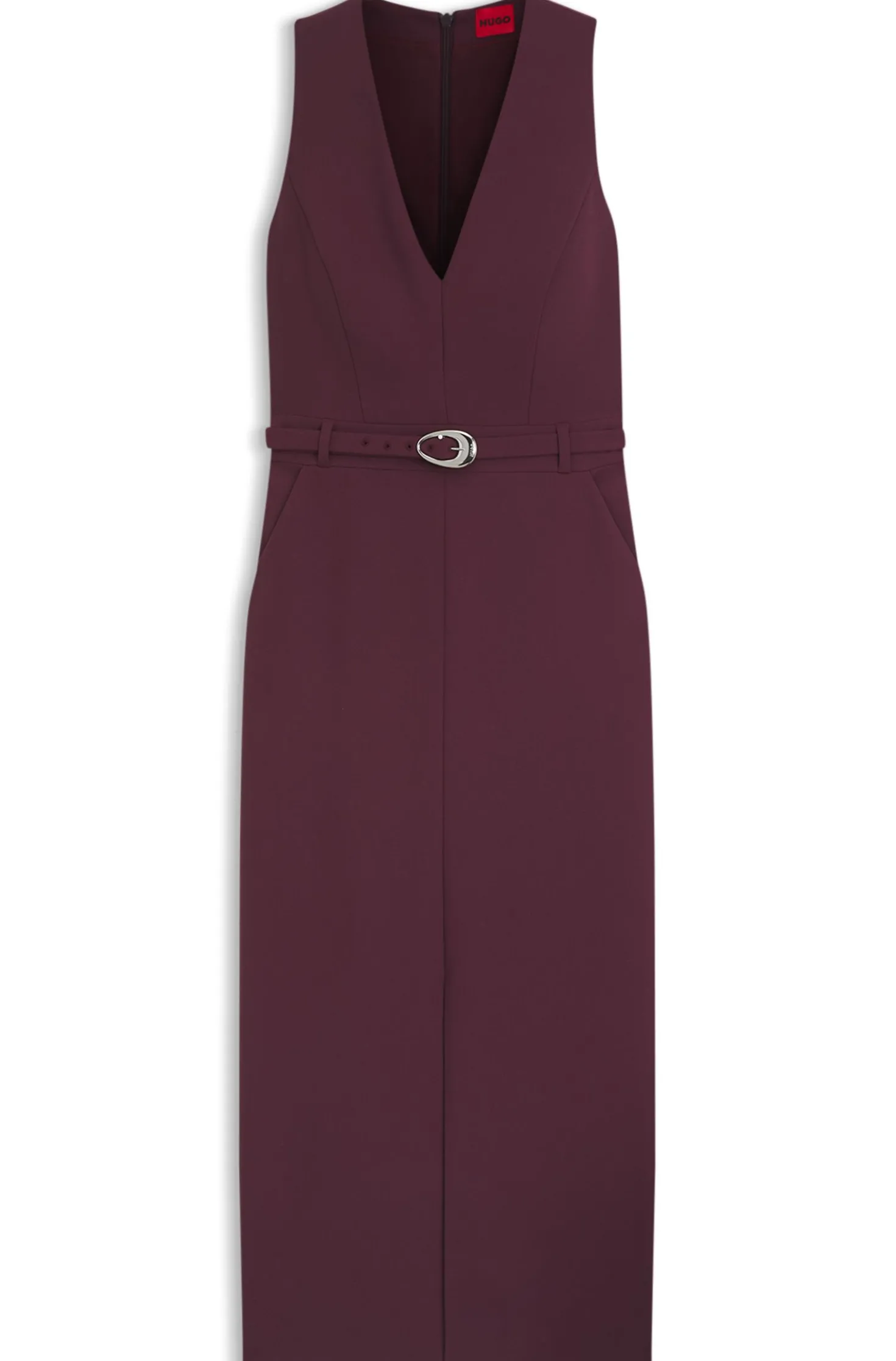 Kleid mit V-Ausschnitt und Schließe