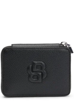 Kleine Geldbörse mit genarbter Struktur, Reißverschluss und Double-B-Monogramm