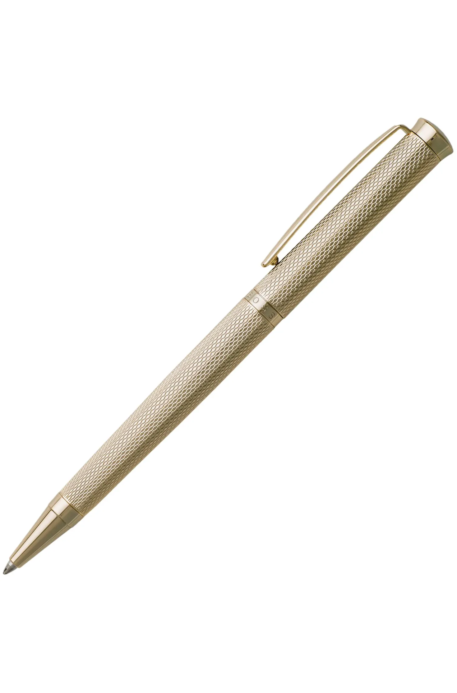 Kugelschreiber mit Rautengravur und goldfarbenem Finish