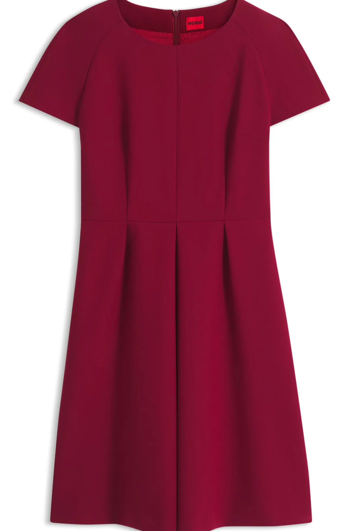 Kurzarm-Kleid aus Stretch-Gewebe mit plissierter Vorderseite