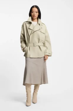 Kurzer Relaxed-Fit Trenchcoat aus Leder
