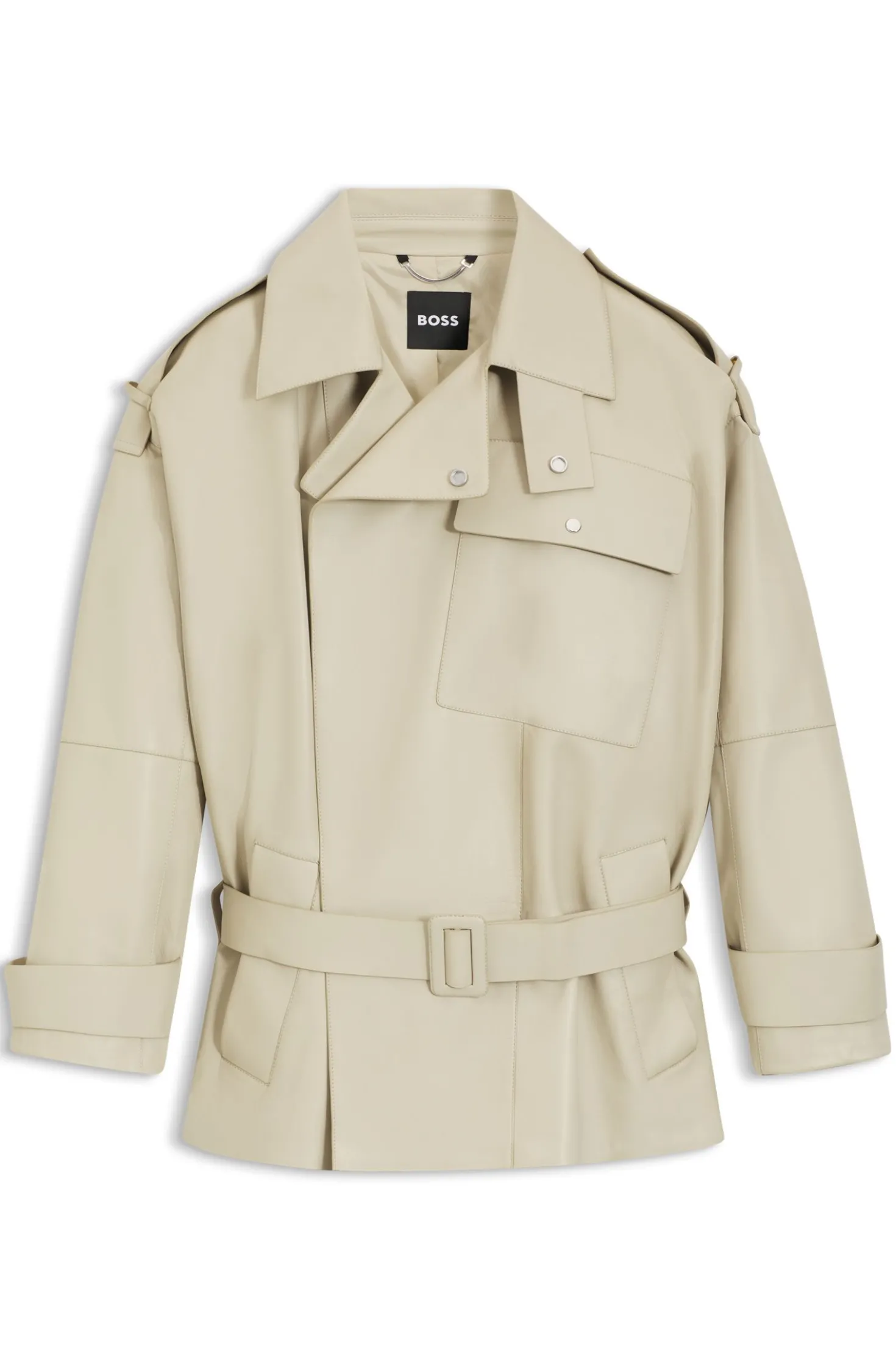 Kurzer Relaxed-Fit Trenchcoat aus Leder