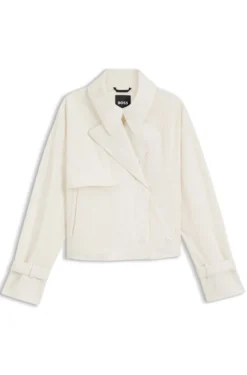 Kurzer Trenchcoat aus angerautem Krepp