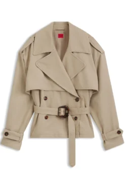 Kurze Trench-Jacke aus Baumwolle und Leinen