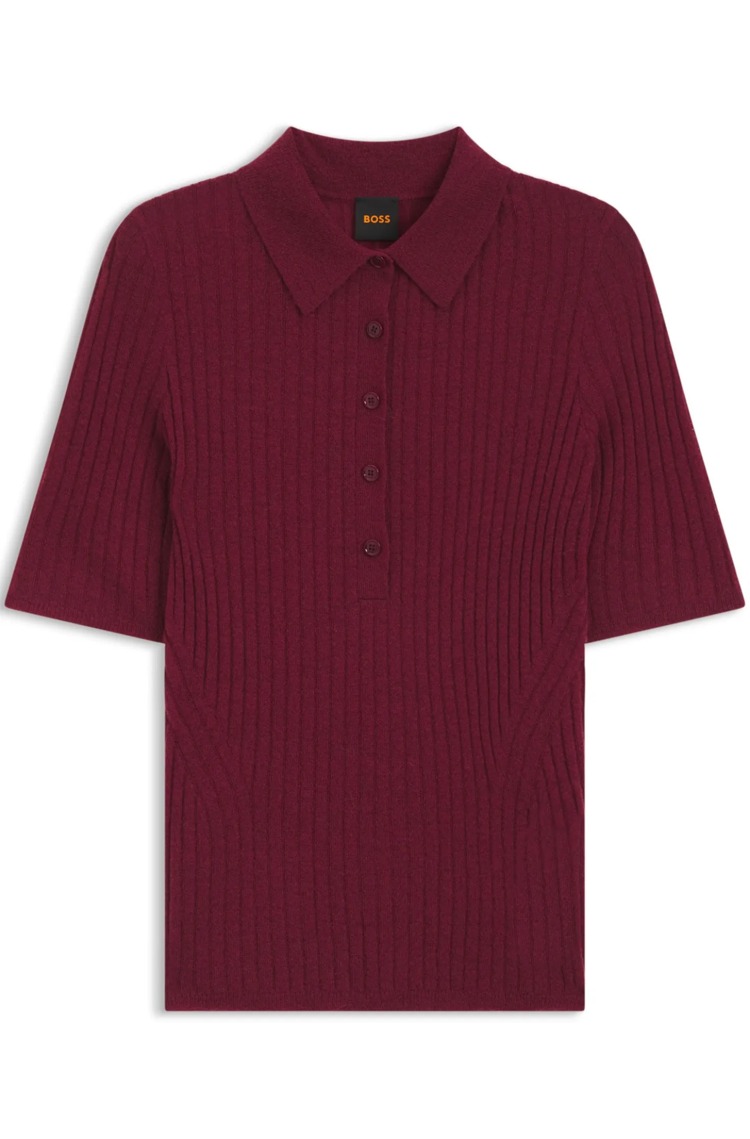 Kurzärmeliger Pullover aus Woll-Mix mit Polokragen