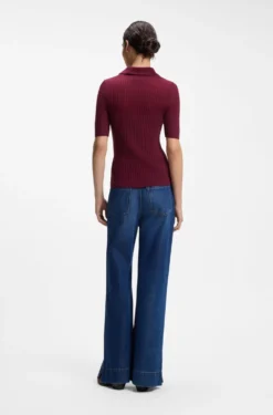 Kurzärmeliger Pullover aus Woll-Mix mit Polokragen