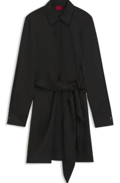 Langarm-Wickelkleid aus Satin mit Stacked-Logo