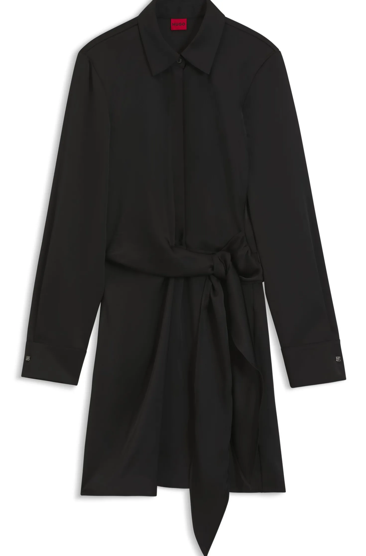 Langarm-Wickelkleid aus Satin mit Stacked-Logo