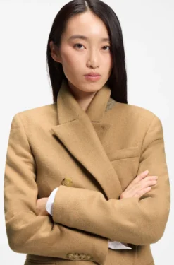 Langer Twill-Mantel mit zweireihiger Knopfleiste