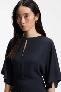 Langes Business-Kleid aus Stretch-Krepp