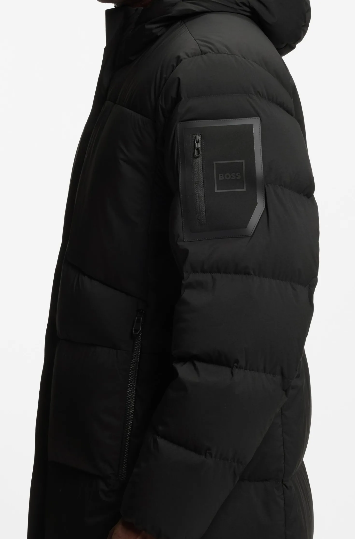 Lange, wasserabweisende Daunenjacke aus Stretch-Gewebe
