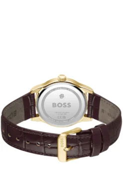 Langford Uhr mit silberweißem Zifferblatt und geprägtem Lederarmband