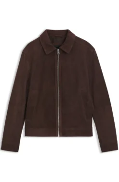 Lederjacke aus Veloursleder mit Reißverschluss