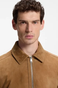 Lederjacke aus Veloursleder mit Reißverschluss